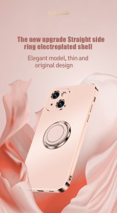Case For iPhone 13 in White Luxury Plating Magnetic Car Ring