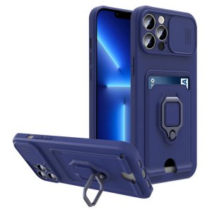 Case For iPhone 13 Pro Max Blue Multi Function with Magnetic Ring Holder Camer
