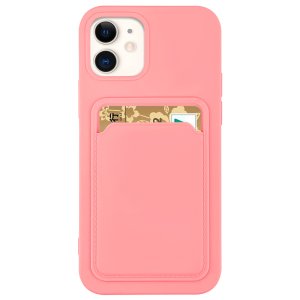Case For iPhone 12 Mini With Silicone Card Holder Pink