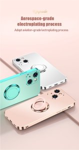 Case For iPhone 13 Pro in Pink Luxury Plating Magnetic Car Ring