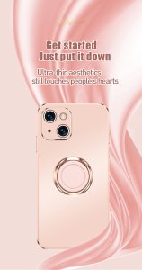 Case For iPhone 13 Pro Max in Black Luxury Plating Magnetic Car Ring