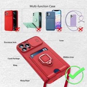 Case For iPhone 13 Purple Multi Function with Magnetic Ring Holder Camera Shut