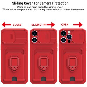 Case For iPhone 13 Pro Black with Magnetic Ring Holder Camera Shutter