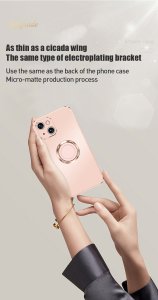 Case For iPhone 13 Pro Max in White Luxury Plating Magnetic Car Ring
