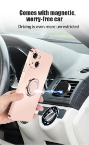 Case For iPhone 13 Pro in Lavender Luxury Plating Magnetic Car Ring