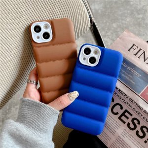 Case For iPhone 13 Pro Max Blue Puffer Down Jacket