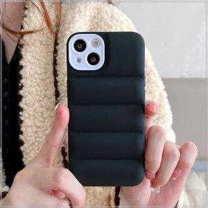 For iPhone 13 Pro Max Brown Puffer Down Jacket Phone Case