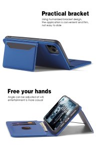 Case For iPhone 12 Mini 5.4 Blue Luxury PU Leather Wallet Flip Card Phone Cover