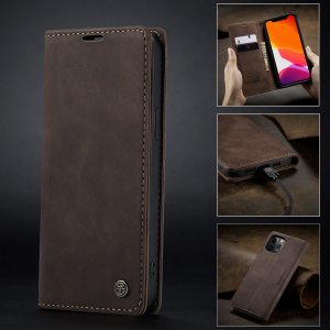 Flip Case For iPhone 13 Pro Max Wallet in Brown Handmade Leather Magnetic Flip