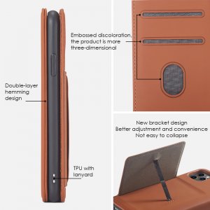 Case For iPhone 12 12 Pro 6.1 Brown Luxury PU Leather Wallet Flip Card Cover