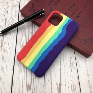 Case For iPhone 13 Pro Gay Pride Rainbow Multicoloured Liquid Silicone Cover