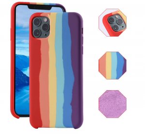 Case For iPhone X XS Gay Pride Rainbow Multicoloured Liquid Silicone