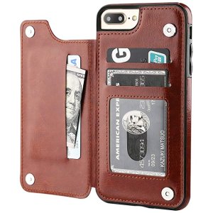 Case For iPhone 14 Plus 15 Plus in Red Flip Leather Multi Card Holder