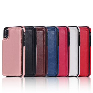 Retro PU Flip Leather Multi Card Holder Phone Cases For iPhone 14 Pro in Red