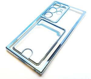 Case For Samsung S23 Ultra Clear View Card Holder Gel With Styled Edge Blue