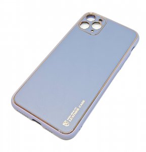 Case For iPhone 11 Pro Max Purple Hard Back PU Leather Effect
