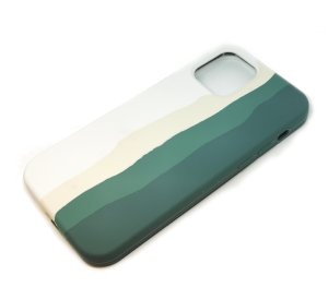 Case For iPhone 13 Rainbow Teal Green Liquid Silicone