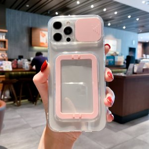 Case For iPhone 13 Pro Max in Pink With Camera Lens Protection Square Stand