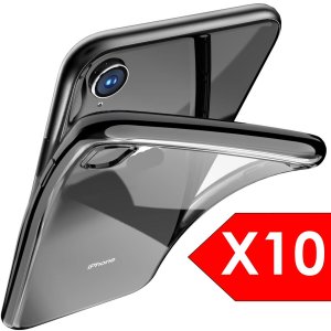 Cases For iPhone Xr Bulk Pack of 10 X Clear Silicone With Black Edge