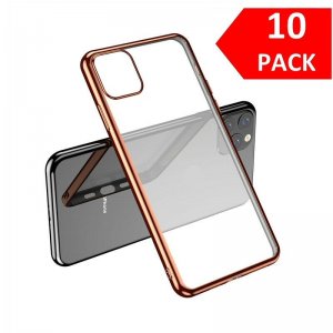 Case For iPhone 11 Pro Max Pack of 10 X Clear Silicone With Rose Gold Edge