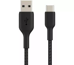 Type C Braided Cable Tough Fast Charge Data Sync Black 1M