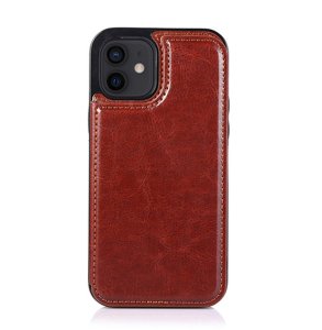 Case For iPhone 14 15 in Brown Flip Leather Multi Card Holder