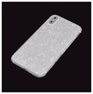 Back Protector For iPhone 7 Plus Silver Glitter Bling Rear Protector