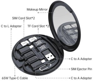 Vanity Case Cable Kit Budi 11 IN 1 Essential Travel Kit in Black
