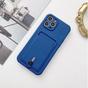 Silicone Card Holder Protection Case For iPhone 15 Pro Max in Navy