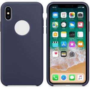 Smooth Liquid Silicone Case For Apple iPhone X Midnight Blue