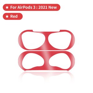 Seal Protection For Airpod 3 Metal Dust Proof Guard Sticker in Red