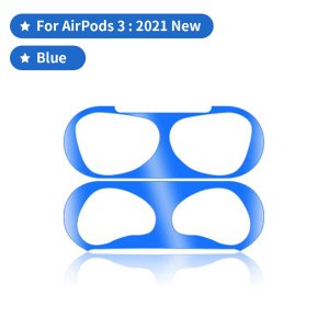 Seal Protection For Airpod 3 Metal Dust Proof Guard Sticker in Blue