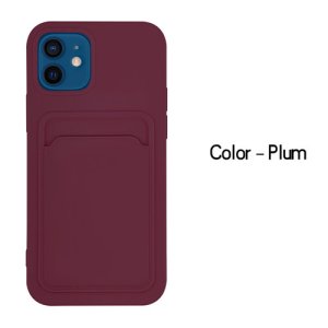 Case For iPhone 13 With Silicone Card Holder Plum