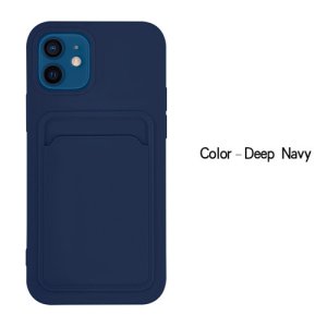 Case For iPhone 12 12 Pro With Silicone Card Holder Navy