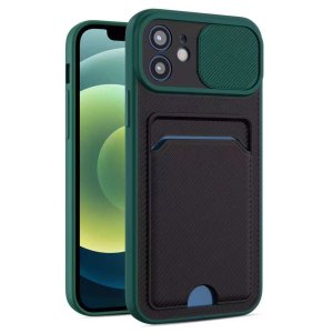 Case For iPhone 13 Pro in Green Ultra thin Case with Card slot Camera shutter