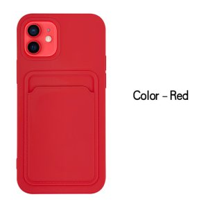 Case For iPhone 13 Mini With Silicone Card Holder Red