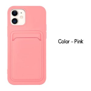 Case For iPhone 13 Mini With Silicone Card Holder Pink