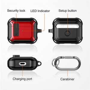 Case For Apple Airpod 3 Rugged 360 Protection in Black Red