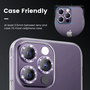 Camera Lens Protector For iPhone 13 Pro 13 Pro Max Set of 3 Blue Jewelled Glass