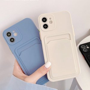 Case For iPhone 11 Pro Max With Silicone Card Holder Navy
