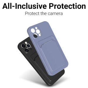 Case For iPhone 11 With Silicone Card Holder Navy