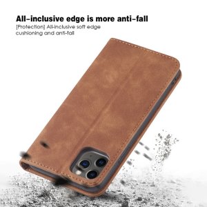 Flip Case For iPhone 15 Plus Leather Multi Card Holder Phone Case Stand in Tan
