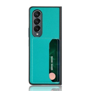 Case For Samsung Z Fold 4 Green Litchi PU Leather Retro Card Holder