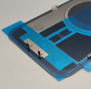 Glass Back For iPhone 14 Blue Battery Door Camera Lens Bezel Magnetism Ring + Metal Plate Plain Without Logo