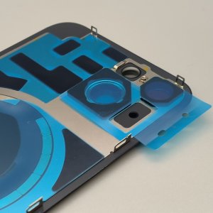 Glass Back For iPhone 14 Midnight Black Battery Door Camera Lens Bezel Magnetism Ring + Metal Plate Plain Without Logo