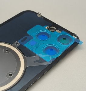 Glass Back For iPhone 15 Pro Max Black Titanium Battery Door Camera Lens Bezel Magnetism Ring + Metal Plate Plain Without Logo