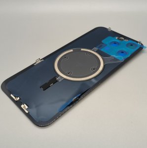 Glass Back For iPhone 15 Pro Max Black Titanium Battery Door Camera Lens Bezel Magnetism Ring + Metal Plate Plain Without Logo