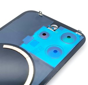 Glass Back For iPhone 15 Pro Black Titanium Battery Door Camera Lens Bezel Magnetism Ring + Metal Plate Plain Without Logo