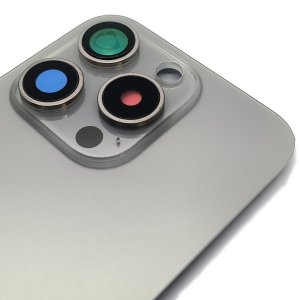 Glass Back For iPhone 15 Pro Natural Titanium Battery Door Camera Lens Bezel Magnetism Ring + Metal Plate Plain Without Logo