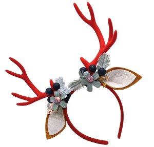 Reindeer Antlers Headband for Christmas Festive Red